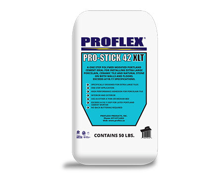 PROFLEX - PRO-STICK 42 XLT EXTRA LARGE TILE MORTAR 50 LB BAG, WHITE