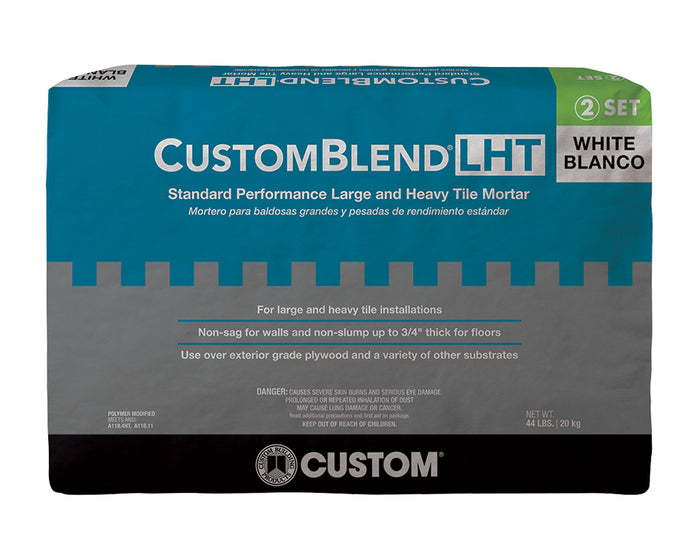 CUSTOM - CUSTOM BLEND LHT LARGE & HEAVY TILE MORTAR, 44 LB BAG WHITE