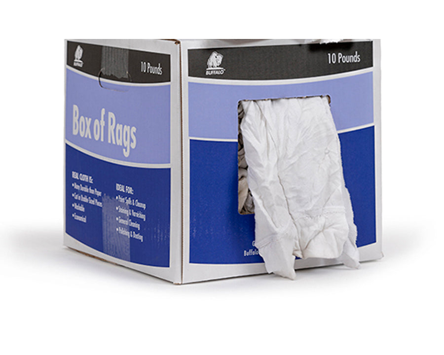 WOODWISE - WHITE FLEECE WIPING CLOTHS, 10 LB BOX